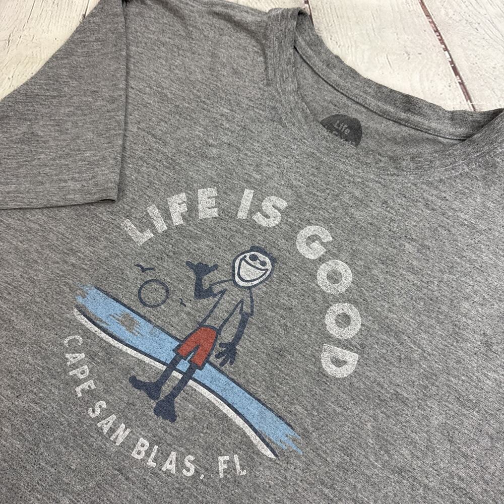 Life Is Good Shirt Men XL Gray Short Sleeves Classic Fit Pullover Crusher Tee FL